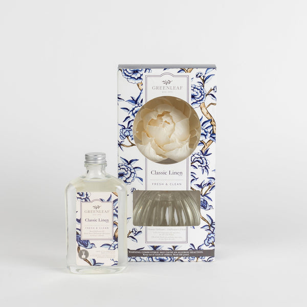 Classic Linen Flower Diffuser & Fragrance Oil Refill